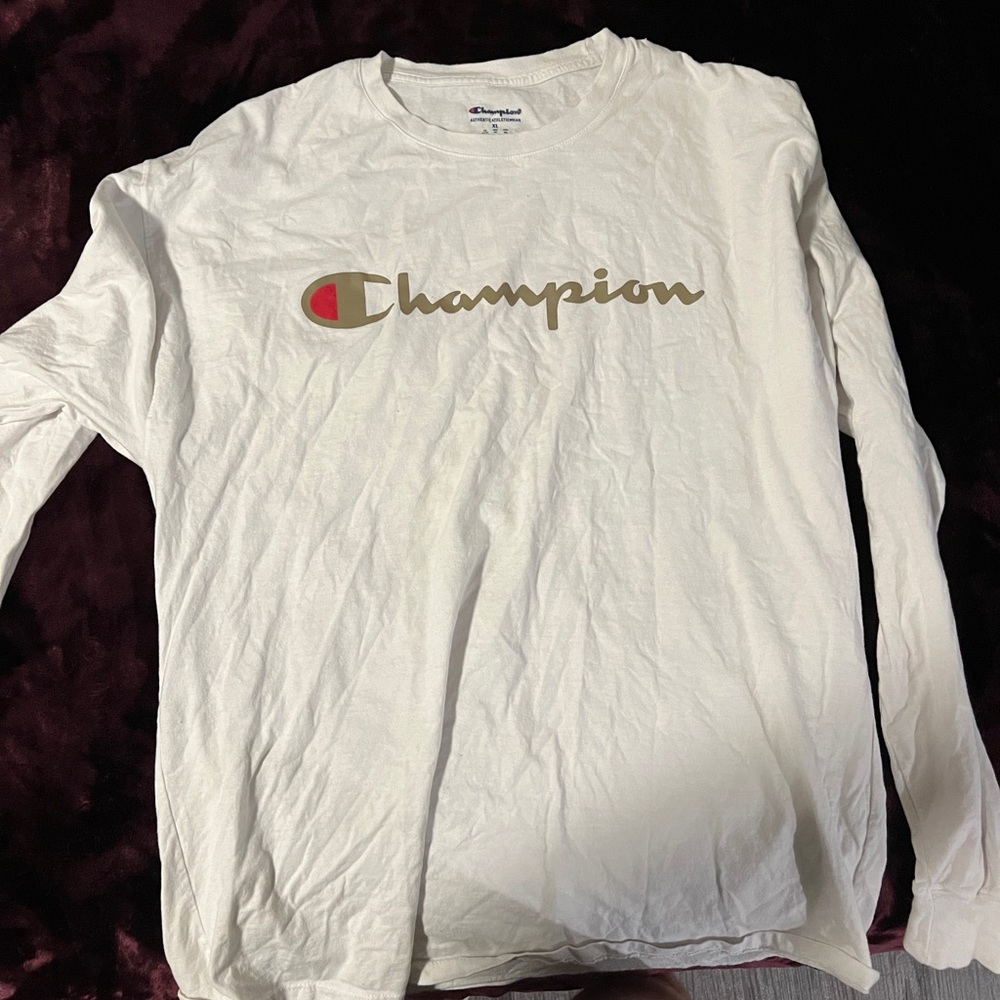 Champion Men’s XL white long sleeve t-shirt.